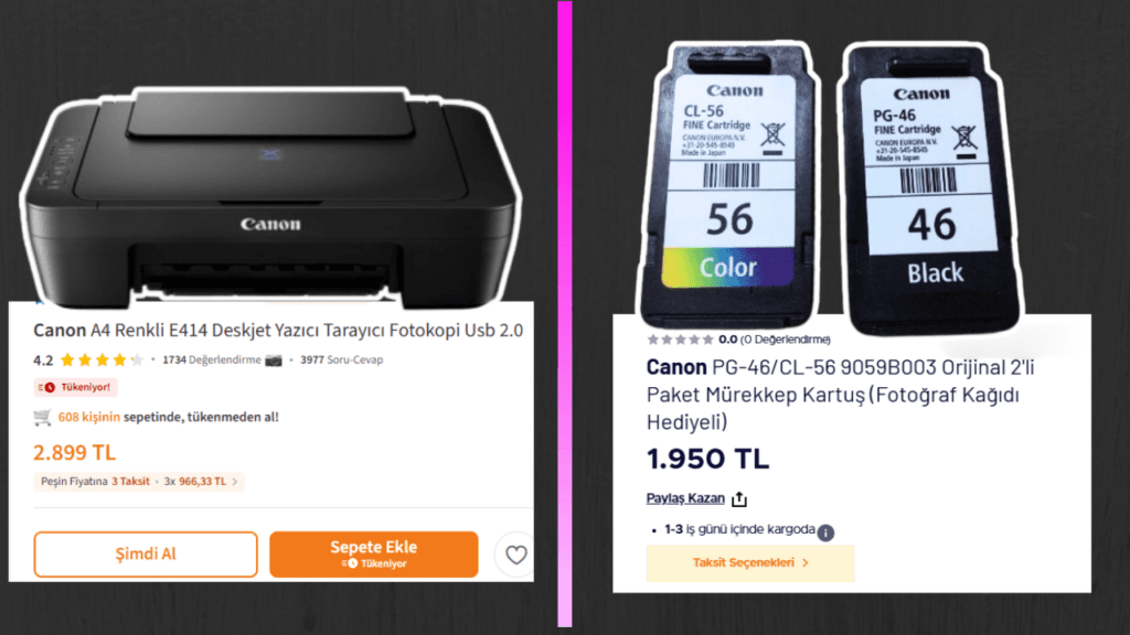 Yazıcı Alırken Nelere Dikkat Edilmeli ? – 7 Madde canon e414 yazici ve kartusu 1024x576